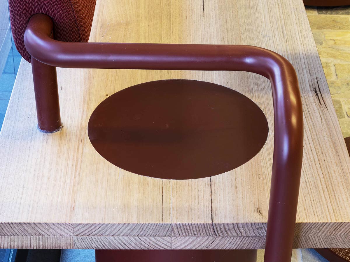 Crafted timber furniture detail at Barshan, Green Square