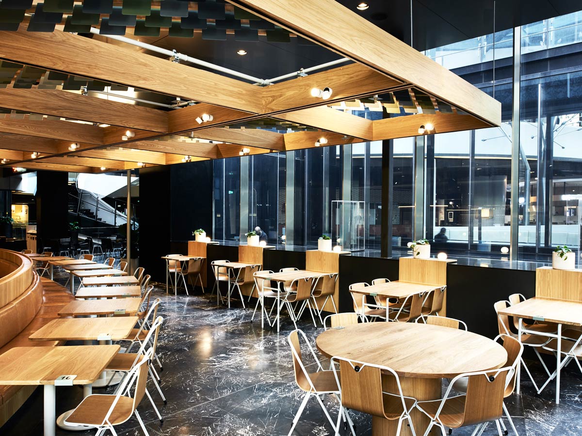 Timber restaurant interior at Williams Burger Days in Sydney